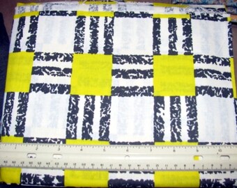 YELLOW & BLACK PLAID on White Cotton Quilting Fabric 2 yds x 45 in wide