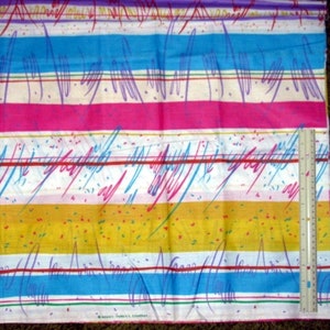 PURPLE TEAL PINK & White Stripe Cotton Fabric 45&quot; x 2 1/2 yards