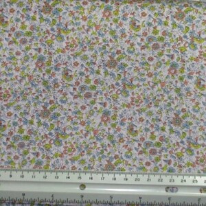 RUST GOLD & TEAL Florals on Light Tan Quilt Fabric 45&quot; wide x 3 yards
