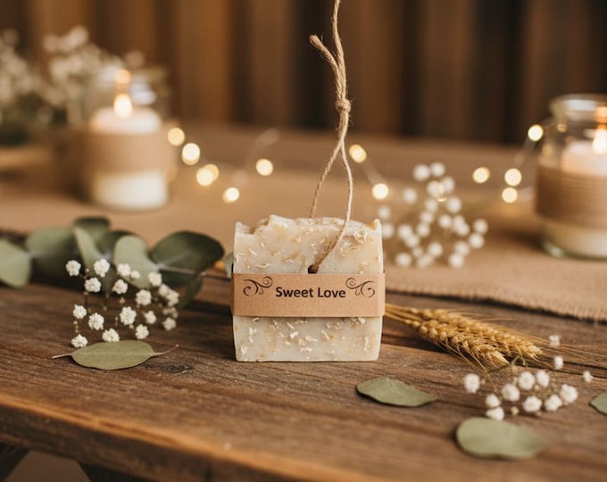 Sweet Love Almond Oatmeal Rope Soap (Small) | Handmade Natural Moisturizing Bar | Travel & Soothing Skincare Gift