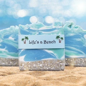 Life&#39;s a Beach Soap Bar | Regular Size | Handmade Natural Ocean & Oatmeal Soap | Moisturizing Cleansing Bar | Organic Summer Gift