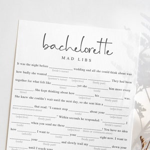 Bachelorette Mad Libs Game Printable Dirty Games Minimalist Bachelorette Party Games Bridal Shower Madlibs Printable Hen Party Games ML1