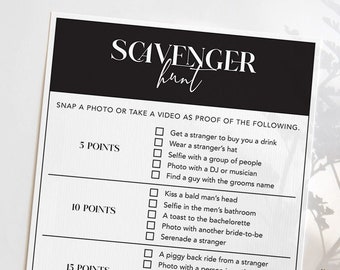 Bachelorette Scavenger Hunt Template Minimalist Bachelorette Party Games Instant Download Hen Do Scavenger Hunt Game Fun Hen Party Games MS1