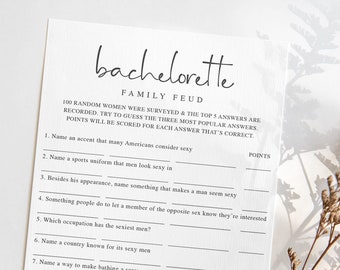 Family Feud Bachelorette Party Games Printable Minimalist Bachelorette Games Modern Bachelorette Family Feud Game Printable Hens Party ML1