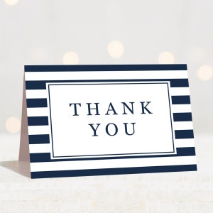Bedankkaarten Afdrukbare bedankkaartsjabloon voor babyshower Marineblauwe bedankkaarten Tented-kaarten Bedankkaarten moderne kaart NS1
