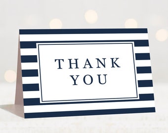 Thank You Cards Printable Baby Shower Thank You Card Template Navy Blue Thank You Note Cards Tented Cards Thank You Notes Modern Card NS1