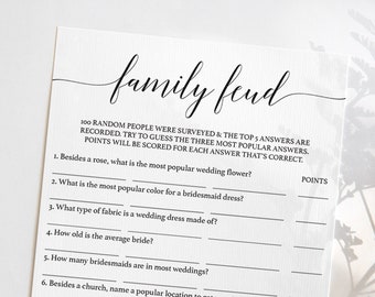 Minimalist Bridal Shower Family Feud Game Printable Bridal Feud Wedding Feud Printable Bridal Shower Fued Instant Download Funny Games CL2