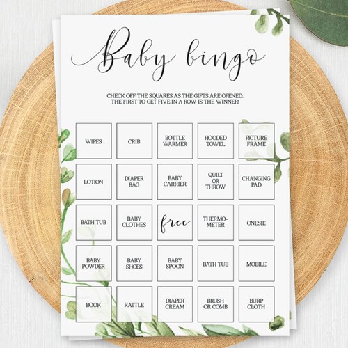 Baby Shower Games Template Greenery Baby Shower Game Cards Etsy Australia