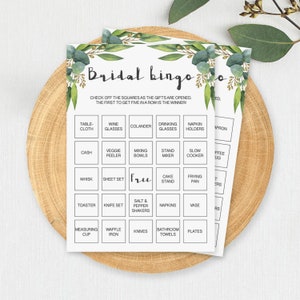 Bridal Bingo Template Editable Eucalyptus Bridal Shower Games Greenery Bridal Bingo Cards Printable Prefilled Bridal Bingo Games Green CE2