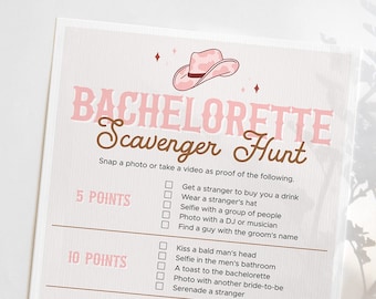 Cowgirl Bachelorette Scavenger Hunt Game Printable Western Themed Hens Night Scavenger Hunt Editable Template Nashville Lets Get Nashty LR1