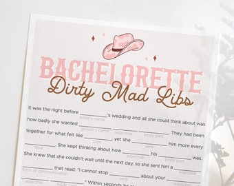 Bachelorette Mad Libs Game Printable Cowgirl Themed Hens Party Mad Libs Instant Download Dirty Mad Libs Fill in Blanks Naughty Nash Bash LR1