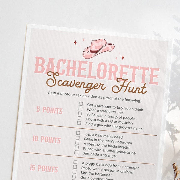 Cowgirl Bachelorette Scavenger Hunt Spiel Druckbare Western Themed Hennen Nacht Schnitzeljagd Bearbeitbare Vorlage Nashville Lets Get Nashty LR1