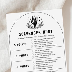 Bride or Die Bachelorette Scavenger Hunt Template Goth Bachelorette Party Games Printable Til Death Do Us Party Scavenger Hunt Printable DP2