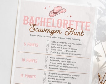 Cowgirl Bachelorette Scavenger Hunt Game Printable Western Themed Hens Night Scavenger Hunt Editable Template Nashville Lets Get Nashty LR1