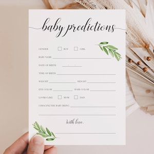 Prédictions de bébé de verdure | Jeu de baby shower imprimable | Prédictions pour Baby Card | révélateur non sexiste | Téléchargement instantané GL1