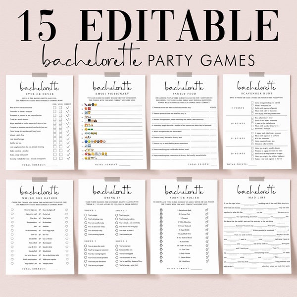 Bachelorette Games Bundle Dirty Minds Game Minimalist Hen Do Games Bar Scavenger Hunt Adults Dirty Mad Libs Family Feud Hens Party Games ML1