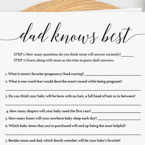 EDITABLE Who Knows Daddy Best Printable Baby Shower Games - Etsy