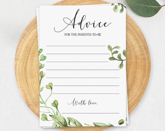 Baby Advice for Parents to Be Advice Cards Greenery Baby Shower Games Printable Advice Cards for New Parents Well Wishes and Advice Card CG2