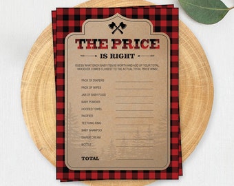 The Price is Right Game Printable Lumberjack Baby Shower Game Guess the Price Game Fall Baby Shower Games Instant Download Guessing Game LL2