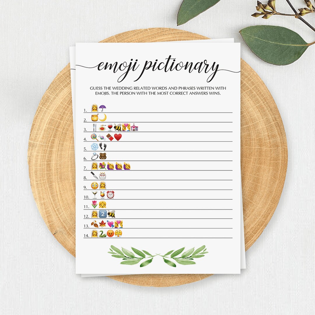 Bridal Shower Emoji Game Printable Emoji Pictionary Bridal Shower Game ...