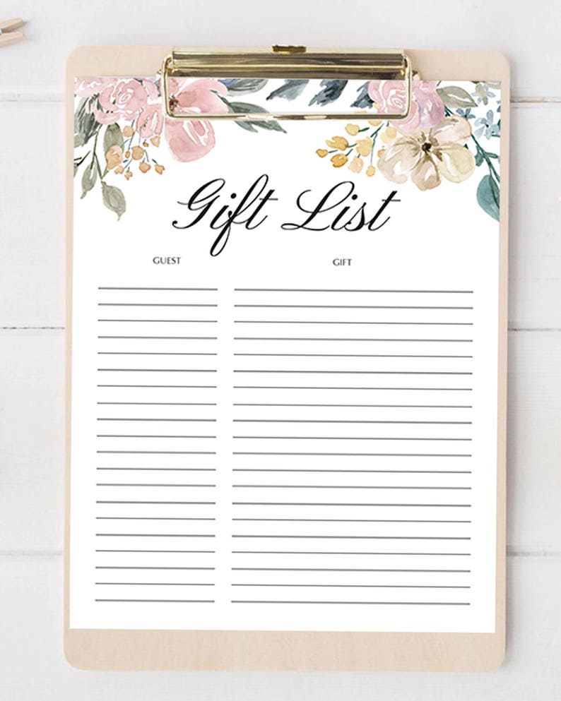 Blush Floral Baby Shower Gift List Printable Gift Tracker Baby Etsy Blush Floral Baby Shower Gift List Printable Gift Tracker Baby Etsy