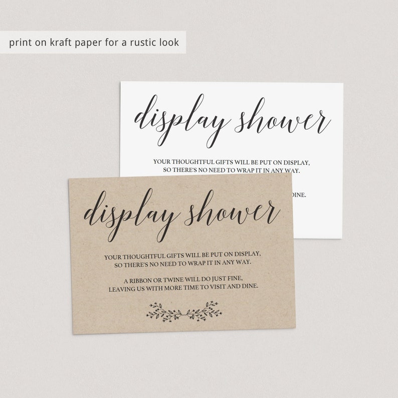 Display Shower Card: Minimalist Black & White Design (PDF) - Etsy
