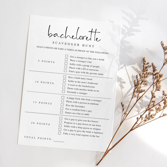 Bachelorette Scavenger Hunt Template Minimalist Bachelorette - Etsy