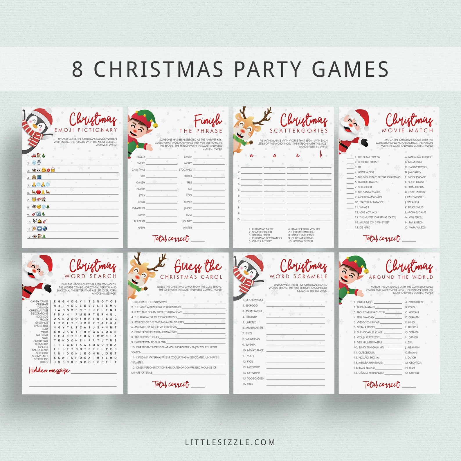 Christmas Games for Virtual Party Games Bundle Fun Christmas Etsy
