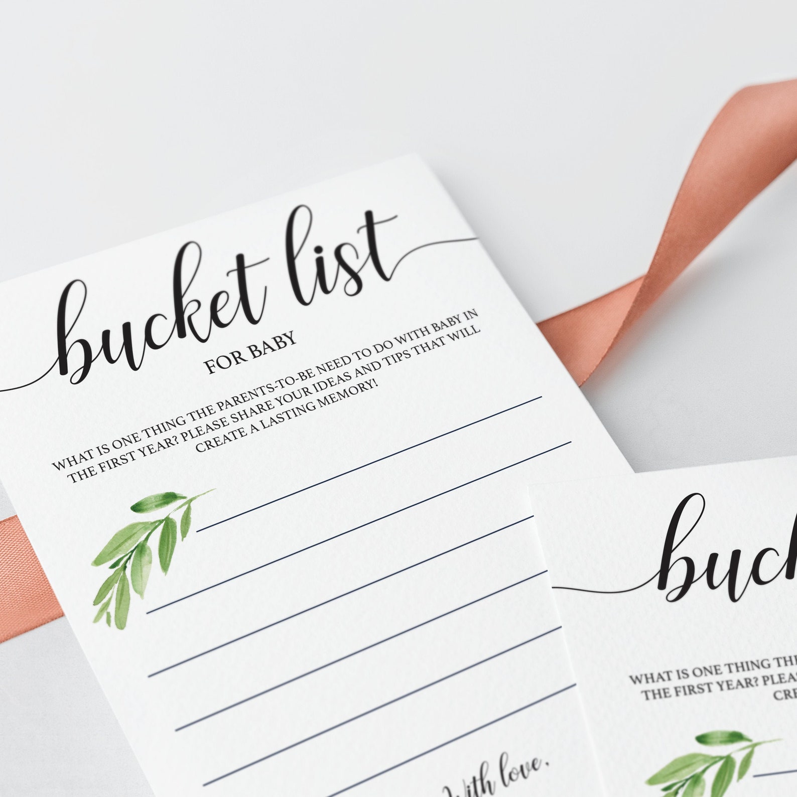 Baby Bucket List Greenery Baby Shower Activities Printable Etsy