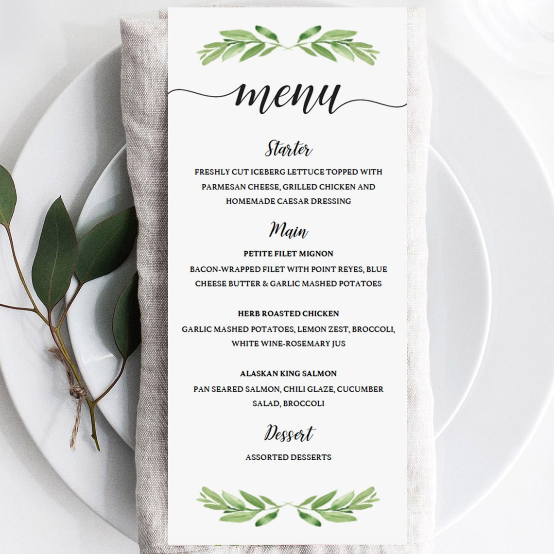 Bridal Shower Menu Template
