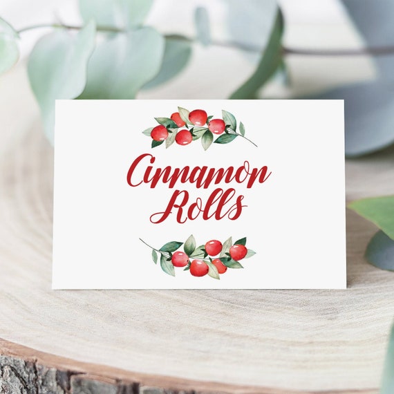 Christmas Food Labels Printable Food Cards Holiday Theme - Etsy