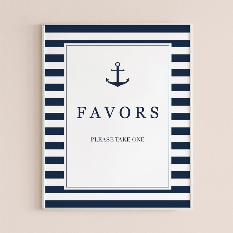 Coastal Baby Shower Kit Decoration Baby Shower Package Boy Nautical Baby Shower Signs Printable Navy Blue Baby Sprinkle Table Decor PDF NS1 image 4