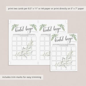 Greenery Bridal Bingo Cards Botanical Bridal Shower Bingo Template Editable Garden Bridal Party Games Printable Green Bridal Shower Game OF2 image 5