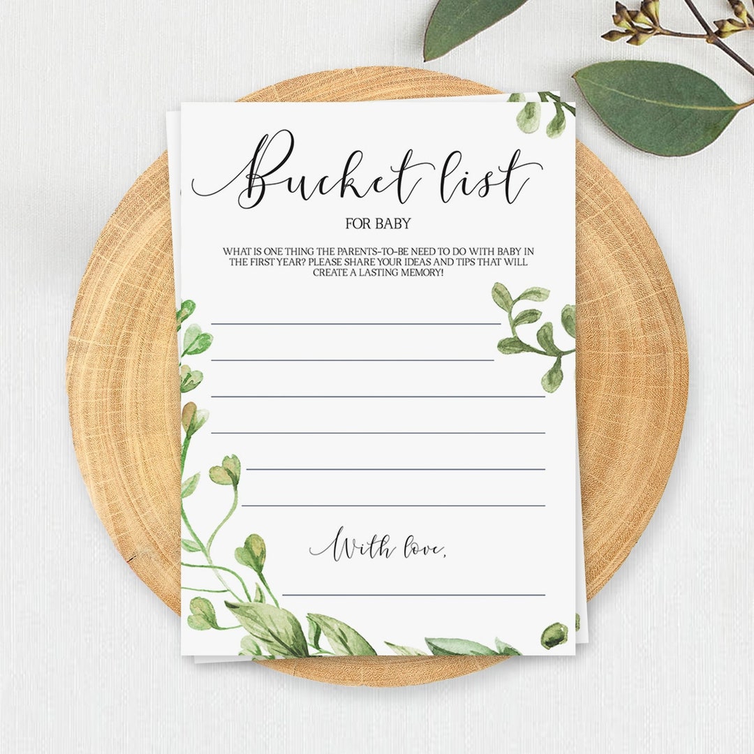 Baby Bucket List Printable Botanical Baby Shower Activity Ideas ...