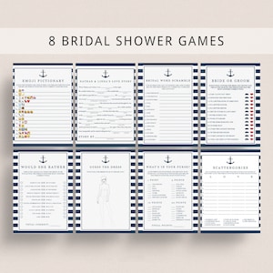 Coastal Bridal Shower Games Bundle Download Nautical Bridal Shower Games Kit Beach Wedding Activities Newport Charleston Guess the Dress NS1