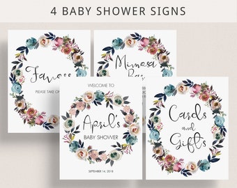 Boho Chic Baby Shower Decorations Floral Baby Sprinkle Sign Bohemian Baby Shower Sign Package Floral Wreath Favors Sign Welcome Signage LF1