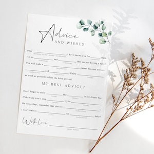 Tarjetas de consejos para baby shower, tarjetas de consejos para mamás primerizas, juego de Mad Libs para bebés, tarjetas de consejos y deseos para baby shower SG2