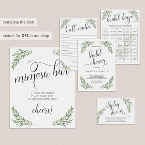 Greenery Bridal Bingo Cards Botanical Bridal Shower Bingo Template Editable Garden Bridal Party Games Printable Green Bridal Shower Game OF2 image 9