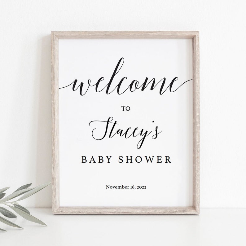 Calligraphy Welcome Sign Baby Shower Signs Printable Black and White Welcome to Sign Editable Baby Shower Welcome Sign Template Download CL2 image 7