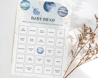 Outer Space Baby Shower Bingo: 60 Printable Cards (PDF) IS1