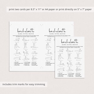 Kama Sutra Match Game Printable Minimalist Bachelorette Party Activity ...