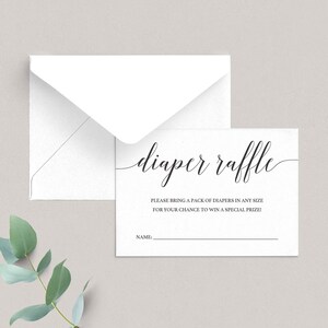 Gender Neutral Diaper Raffle Card Template Simple Babyshower Invite Insert Card Baby Sprinkle Diaper Raffle Ticket Printable Kraft Paper CL2 image 2