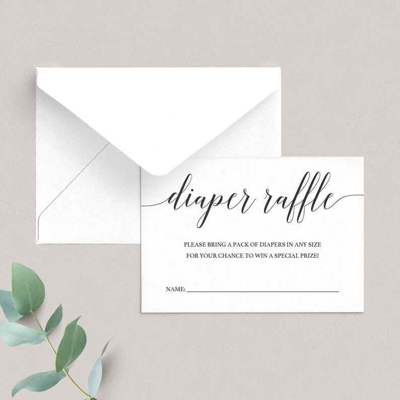 Gender Neutral Diaper Raffle Card Template Simple Babyshower Invite Insert Card Baby Sprinkle Diaper Raffle Ticket Printable Kraft Paper CL2 image 2
