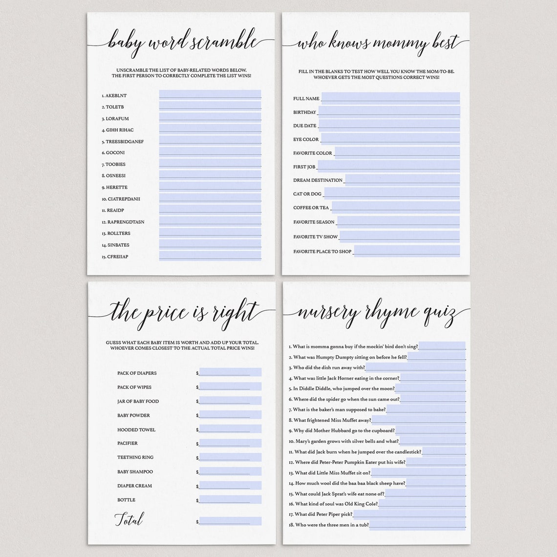 Virtual Baby Shower Games for Zoom Babyshower Games Virtual Etsy