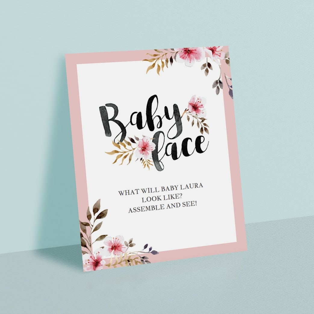 Floral Baby Face Baby Shower Games Printable What Will Baby | Etsy