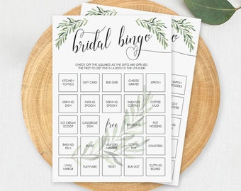 Greenery Bridal Bingo Cards Botanical Bridal Shower Bingo Template Editable Garden Bridal Party Games Printable Green Bridal Shower Game OF2