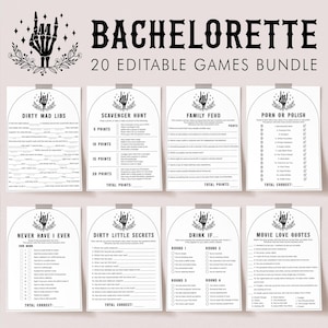Bride or Die Bachelorette Spiele Bundle Goth Hens Night Pack Til Death Do Us Party Dirty Mad Libs Game Skeleton Scavenger Hunt Template DP2