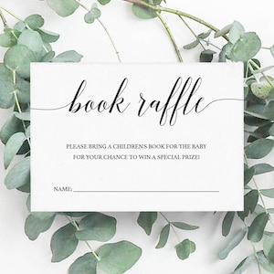 Tirage au sort de livres pour bébés Insert minimaliste de livres pour baby shower Invitation de babyshower simple Insertion imprimable DIY carte de bibliothèque de bébé Apportez un livre CL2