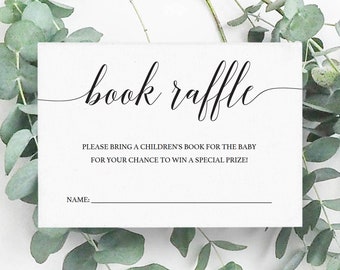 Baby Book Raffle Minimal Baby Shower Book Raffle Insert Simple Babyshower Invitation Insert Printable DIY Baby Library Card Bring a Book CL2