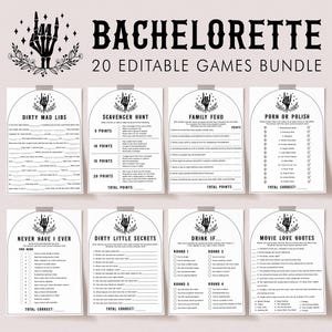 Bride or Die Bachelorette Games Bundle Goth Hens Night Pack Til Death Do Us Party Dirty Mad Libs Game Skeleton Scavenger Hunt Template DP2
